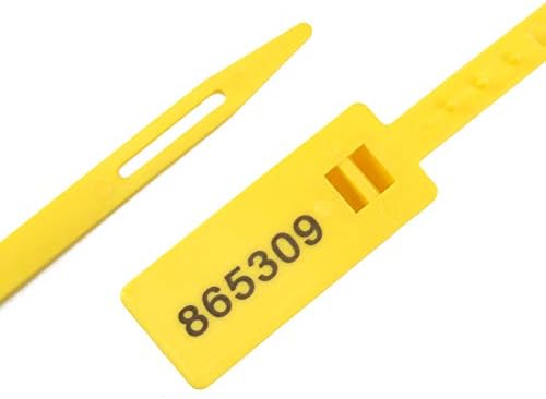 100 tags de segurança à prova de violação Pull Tite Tite Plástico Seed Safety Sinalize Labels Dispositáveis ​​para transporte de reboque de caminhão, fortalecer os dentes duplos, comprimento 13.31