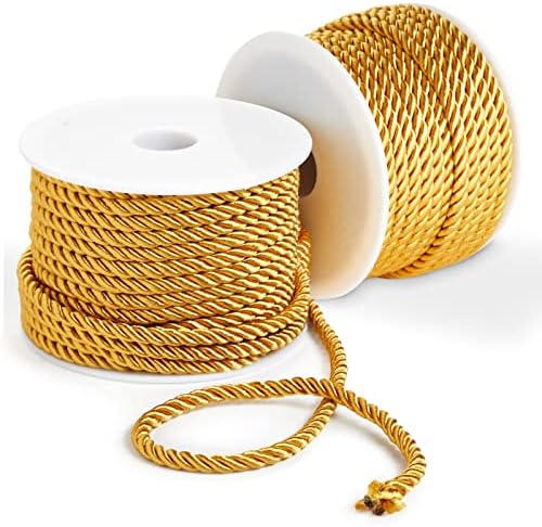 36 jardas totais de 5 mm de ouro torcido para artesanato, fita de corda de ouro para costura, acabamento em estofados