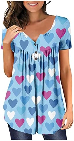 Camisas Henley de Mulhens-Tops-Mangas de Longa-Mulgoras de Valentim V Butões de Bloups Up Tunics Flowy Pleated Bloups