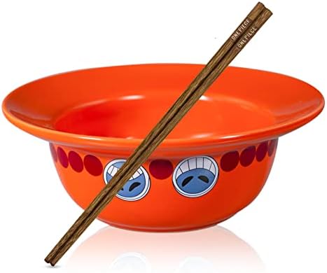 Anime Ramen Bowl Set com pauzinhos Ace Hat Hat Ceramic Bowl Fãs Presente - Lavagem de louça e Microondas