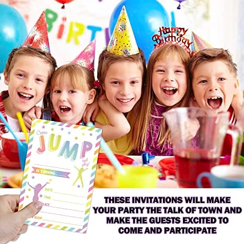 Conjunto de haipino de 20 cartões de convite de aniversário com envelopes para crianças, pular um cartão de