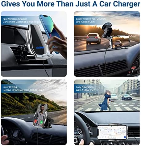 Carregador de carro sem fio de 15w - Zicbee Qi Charging Fast Clamping Phone Titular para iPhone