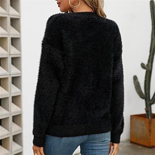 Sweaters femininos de tamanho Fragarn PLUS, Ladies Winter Winter Solid Pushlover de suéter de manga comprida Tops