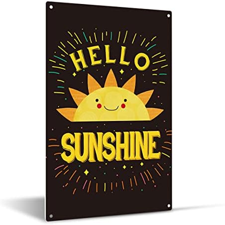 Decoração de ditos de verão Hello Sunshine lin signo de parede de casa 8 x 12 polegadas Sun Metal pendurado
