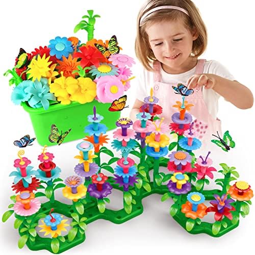 Springflower Gifts Toys for Girls 3 4 5 6 7 anos, kit de construção de jardim de flores com estojo