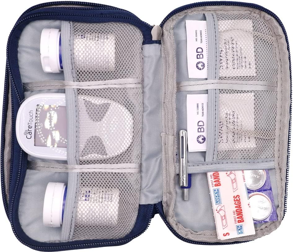 Saco de zíper de transporte premium para kit de teste de diabetes