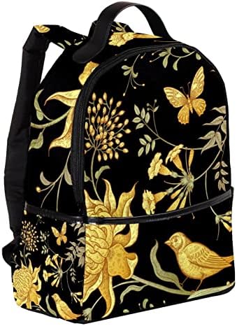 Mochila de laptop VBFOFBV, mochila elegante de mochila de mochila casual bolsa de ombro para homens, flor japonesa flor de pássaro preto dourado borboleta