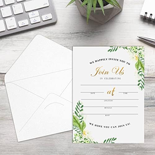 Conjunto de 12 convites com envelopes para todas as ocasiões, aquarelas florais em branco Convites