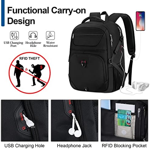 Mochila laptop Mackpack de 17 polegadas TSA Backpack de viagem para homens e mulheres Livros de computadores