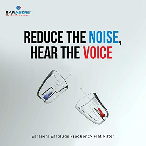 Earasers Ruído Cancelamento de tampões para os ouvidos - Redução de ruído de silicone reutilizável Músico de ouvido médio com estoque de transporte à prova d'água - redução de pico de 19dB