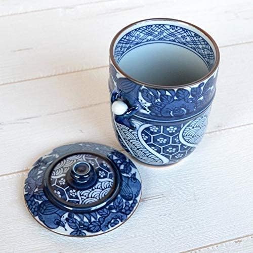 有田 焼 やき もの 市場 Japanese Yunomi Cup com tampa de arita imari feita no Japão kacho-ikkanjin azul