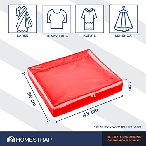 Tampa de Saree/Ternos de Single Homestrap sem tecido com 3 polegadas de altura - pacote de 12 - vermelho