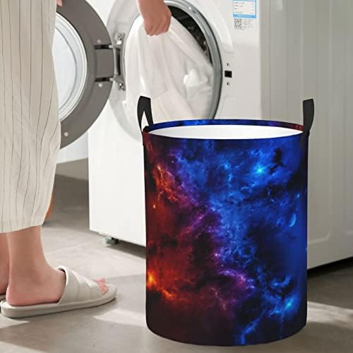 Impressão de céu vermelho e azul cesto de lavanderia grande com alça de lavanderia dobrável à prova