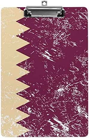 Placas de clipes de acrílico da bandeira do Qatar com clipe de clipe de clipe de clipe de baixo perfil BONDAS PADRÃO A4 Tamanho da letra para aulas de reunião de escritório