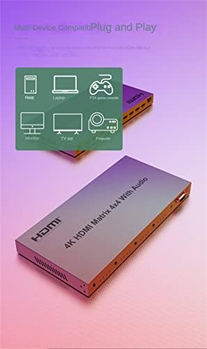 Matriz 4K HDMI 4x4 com áudio ， Switch de matriz HDMI 4x4 com extrator de áudio 4 em 4 em 4 out hdmi