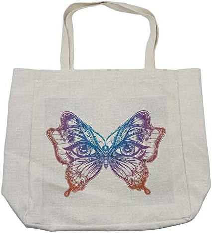 Bolsa de compras de Butterfly de Ambesonne, Madam Butterfly Wings com olhos humanos Tattoo Liberdade Tema Natureza,