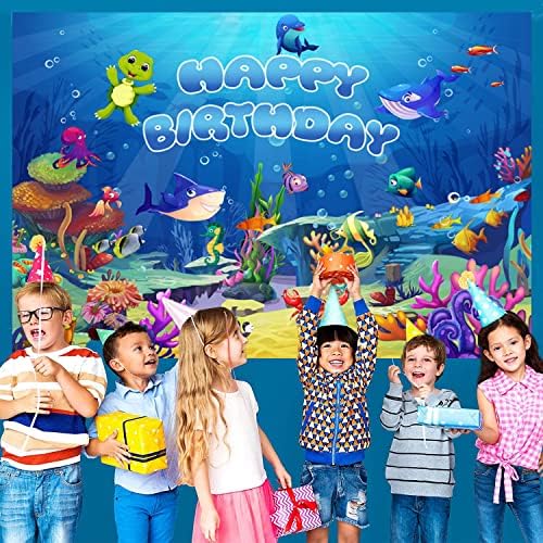 Sob o pano de fundo do mar Decorações de bandeira de feliz aniversário Ocean Little Mermaid Backdrop Background para Banner de Booth Booth Booth para menino de menino