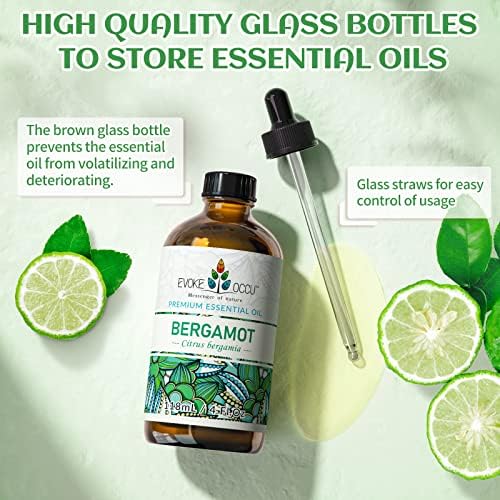 Óleo essencial de bergamota 4 oz, óleo de tea puro para massagem de massagem na pele Fabricação de vela de aromaterapia- 4 fl oz