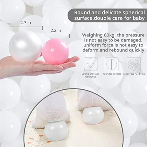 HEOPEIS Ball Balls - Bola de bola de bola de plástico de 2,7 polegadas BPA BPA Free Phthalate Free