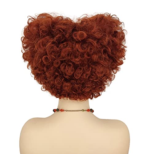 Mildiso Winifred Sanderson Figurilha Mulheres Mulheres curtas Cabelo ondulado peruca com tampas de peruca Fofa peruca sintética de colorida para o Halloween do Partido M112BR1