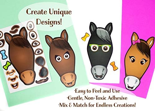24 Faça as folhas de adesivos de cavalo - inclui cavalos marrons, pretos, e brancos/cinza - atividade artesanal