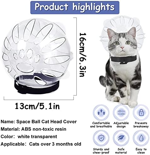 Federevo Cat focinho e coberturas de garras, capacete de gato respirável anti-bita com tampas de garra de gato