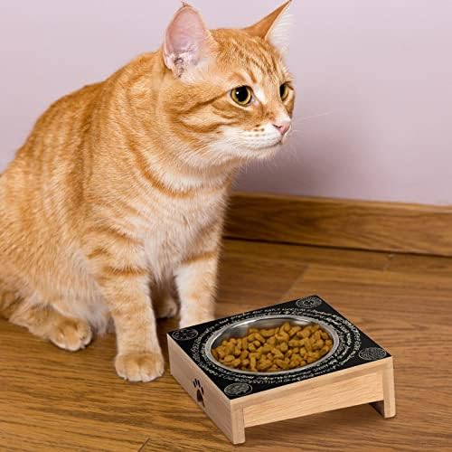 Tigela de gato pentagrama mágica, tigela de estimação aumentada, proteja a coluna do animal de estimação e faça os gatos confortáveis ​​anti-vomitantes