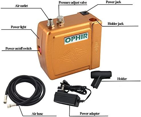 Ophir portátil mini kit de compressor de ar portátil Dual Airbrush Conjunto com Limpeza de Spray Spray