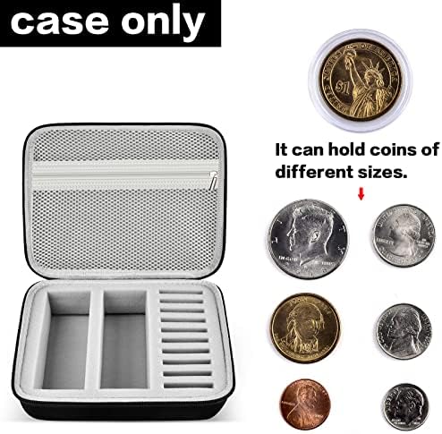 52 peças cápsulas de moeda de 46 mm com 6 tamanhos, caixa de coleta de suporte de moedas com junta de espuma