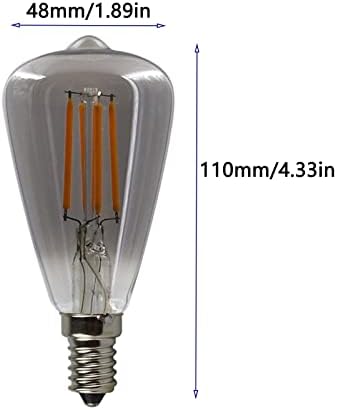 Iluminação LXCOM ST48 LED BULBAS DE LEDAS EDISON 4W Bulbos de filamento vintage prejudicáveis ​​Branco quente 2200k de vidro cinza cinza E14 Base européia ST48 / ST14 LULTER