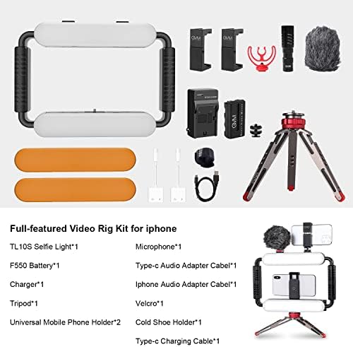 GVM Gimbal Stabilizer Telefone Video Light Kit para iPhone, smartphone, kit de criador de conteúdo, equipamento
