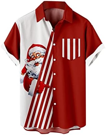 ZDDO Camisa de Natal para homens Havaiano Rapaz de manga curta de ajuste curto