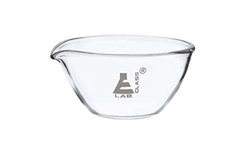 Bacia de evaporação, 45 ml - fundo plano, com bico - Borossilicate 3.3 Vidro - Mistura de prato, laboratório, cozinha, artesanato - Eisco Labs