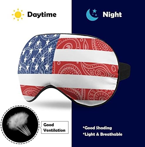 Paisley American Flag Sleep Mask Soft Blindfold Máscara de olho portátil com cinta ajustável para homens mulheres