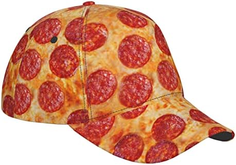 3D Pizza Pepperoni Baseball Cap Snapback Hat para homens e mulheres com faixa de cinta de cabeça ajustável, chapéus