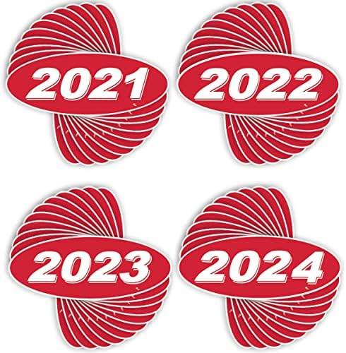 Tags versa 2021 2022 2023 e 2024 Modelo oval Ano de carros Adesivos de janela de carros orgulhosamente feitos nos EUA Versa Modelo Oval Windshield Ano de Ano é vermelho e branco de cor vem doze por ano