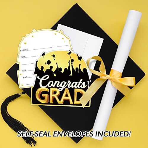 25 PCS Cartões de convite de graduação com envelopes para pós -graduação - 2023 Festa de graduação Supplies - College High School University Masters Celebração - MA145