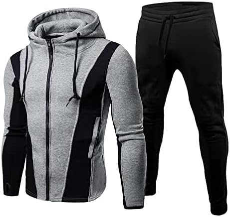 Men's Autumn e Winter Suit Plus Velvet Autocultivação Jaqueta de costura de calça de calça de calça com capuz