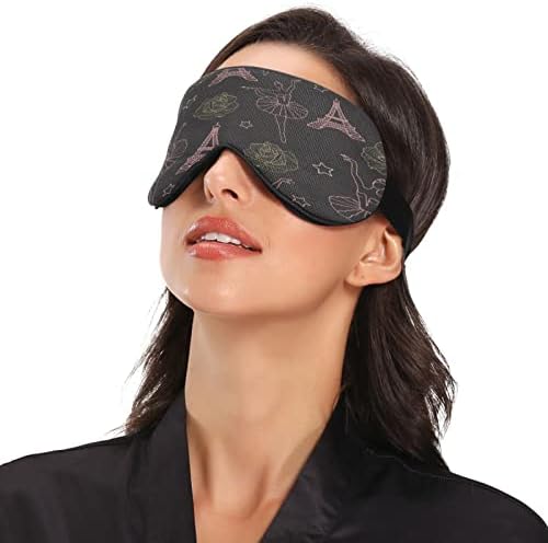 Kigai Sleep Eye Mask for Men Women Light bloqueando a noite dormindo de olhos vendados com tira ajustável Soft respirável conforto ocular capa para viajar Yoga Nap Eiffel Tower