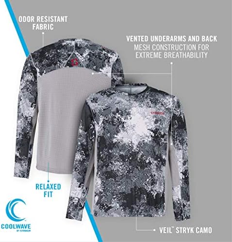 Triunfo masculino de atacante UPF 50+ Ultralight umidade Wicking Fishing Shirt - Tampo de manga comprida ativa com axilas e costas ventiladas