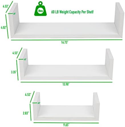 Mente Reader 3 pacote de prateleiras de parede flutuantes com suportes invisíveis para sala de estar,