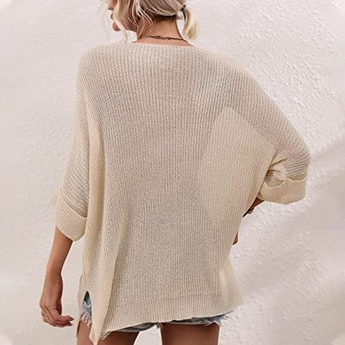 Moda de suéter de grande porte feminino Logo Casual Crochet malha de malha no pescoço redondo mangas compridas