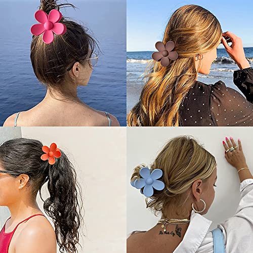 Clipes de garra de cabelo de flor de funwaretech para mulheres meninas, 8pcs cabelos grandes clipes para cabelos grossos, grandes clipes de garra floral fofos
