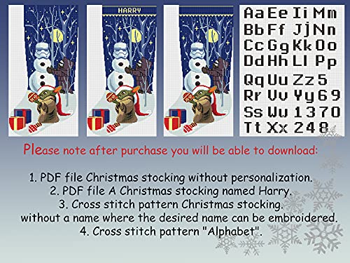 Cross Stitch Pattern Christmas Stocking PDF, Cute Modern Modern Countled Easy Printable Cross Stitch