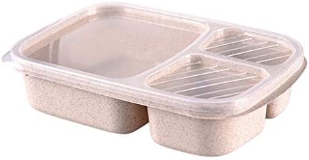 Recipientes de armazenamento com tampas de lancheira reutilizável 3 compartimentos de plástico dividido Caixas de contêiner de armazenamento de alimentos