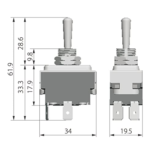 1 peça kedu hy29e altern switch com tampa de proteção de silicone ON-OFF DPST 2HP 20/15A 125/277V 18R A