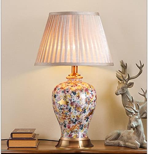 Sduytdg Europeu Pastoral Multicolour NightStand Lamp 22,8 Lvicador de mesa de cerâmica manual para cabeceira, lâmpada de mesa do país para sala de estar