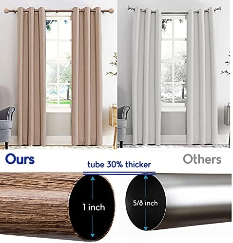 Hastes de cortina de madeira para janelas: hastes de cortina ajustáveis ​​de 1 polegada de diâmetro