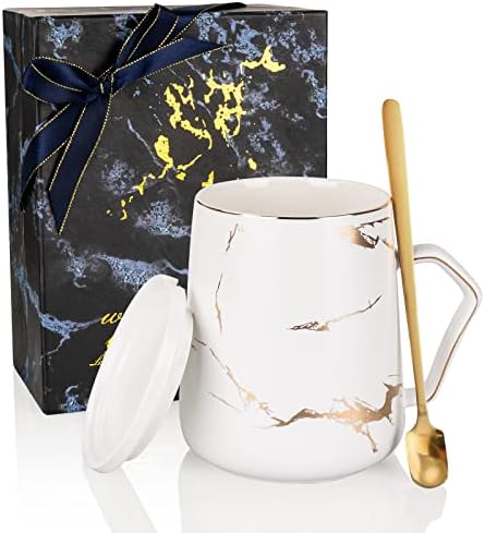 Copo de café de café com preços de café de mármore cerâmico com colher de chá de cappuccino de cappuccino,