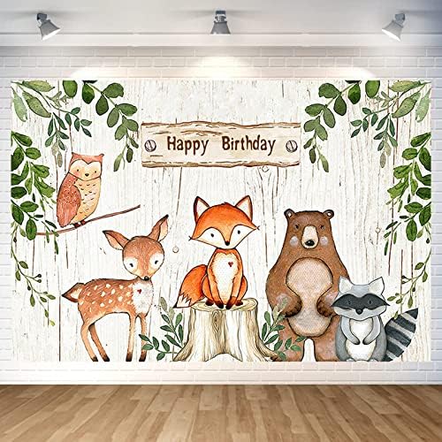 Animais da floresta de 7x5 pés feliz aniversário meninos meninos meninas Animais de animais Decorações de